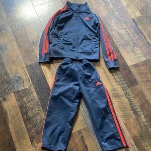 Adidas Dark Blue and Orange Tracksuit